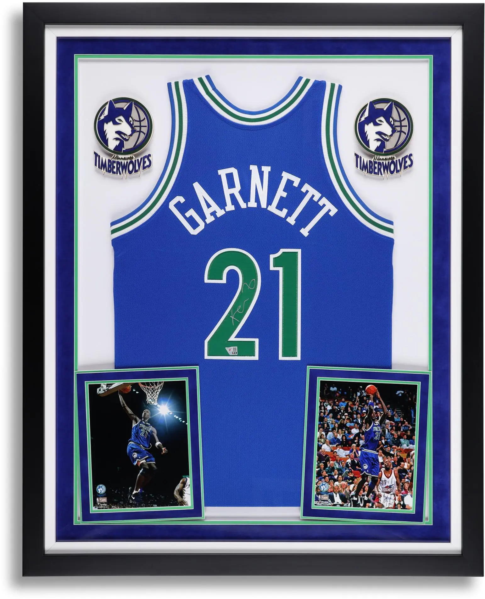 Kevin Garnett Minnesota Timberwolves Deluxe Framed Autographed Mitchell & Ness Blue 1995-1996 Authentic Jersey - Fanatics Authentic Certified