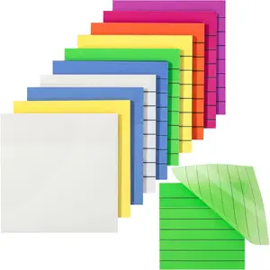 - Transparent Sticky Notes, 3"x3", 10 Pads, 7X Lined, 3X Blank, 500 Sheets, Vibrant Colors, Lined Transparent Sticky Notes Lines,  to School Supplies