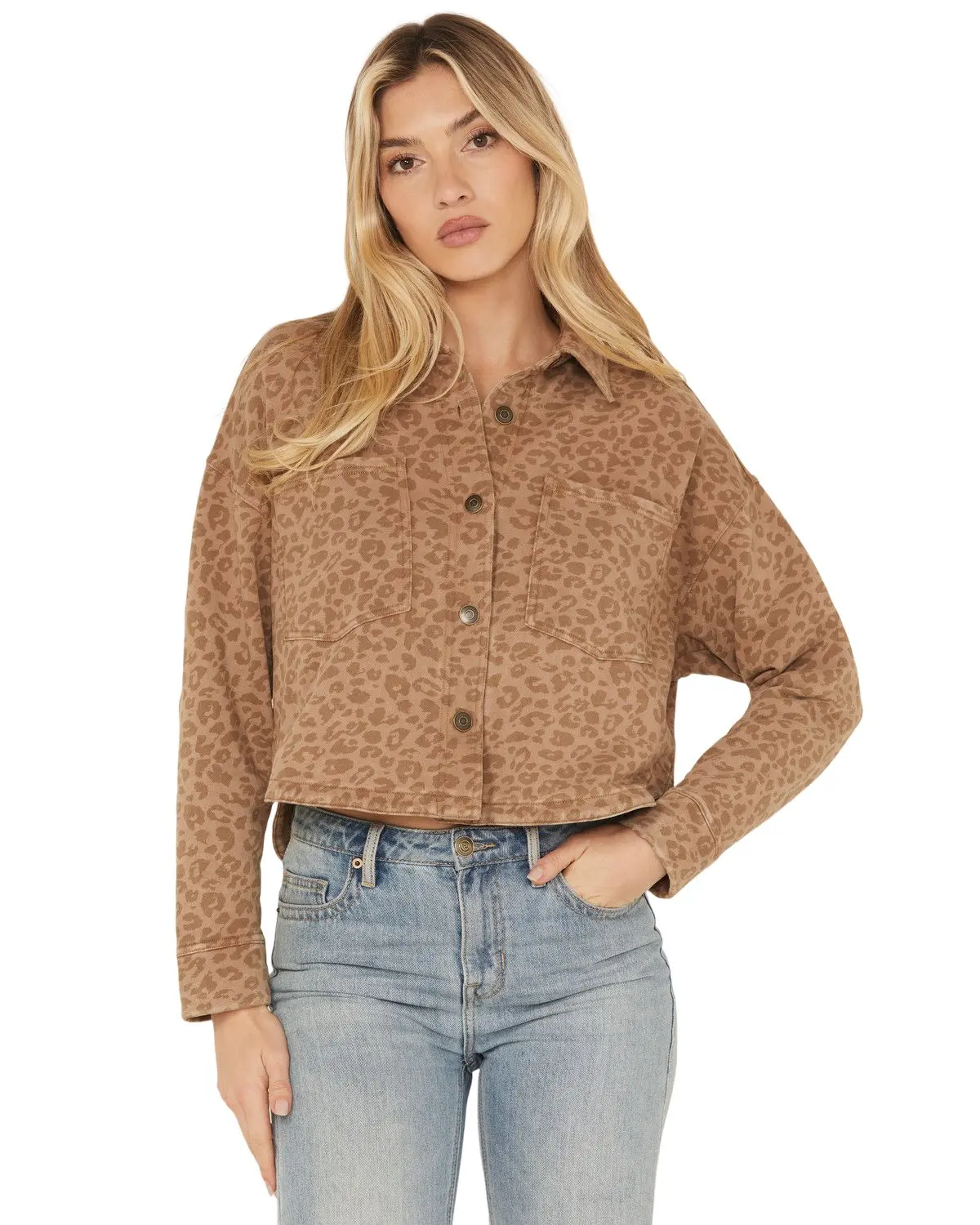 White Crow Women's Women'S Leopard Print Button-Down Shacket - Pj251547bb