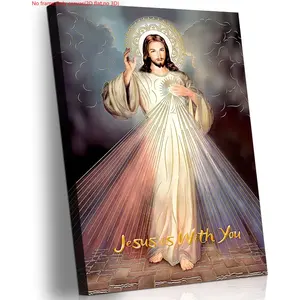 1pc 2D flat Unframed wall decor,Jesus Mercy wall art Canvas Decor Divine Catholic Christianity Sacred Heart for Faith living room bedroom dining room for Pictures Posters Prints Paintings Artwork