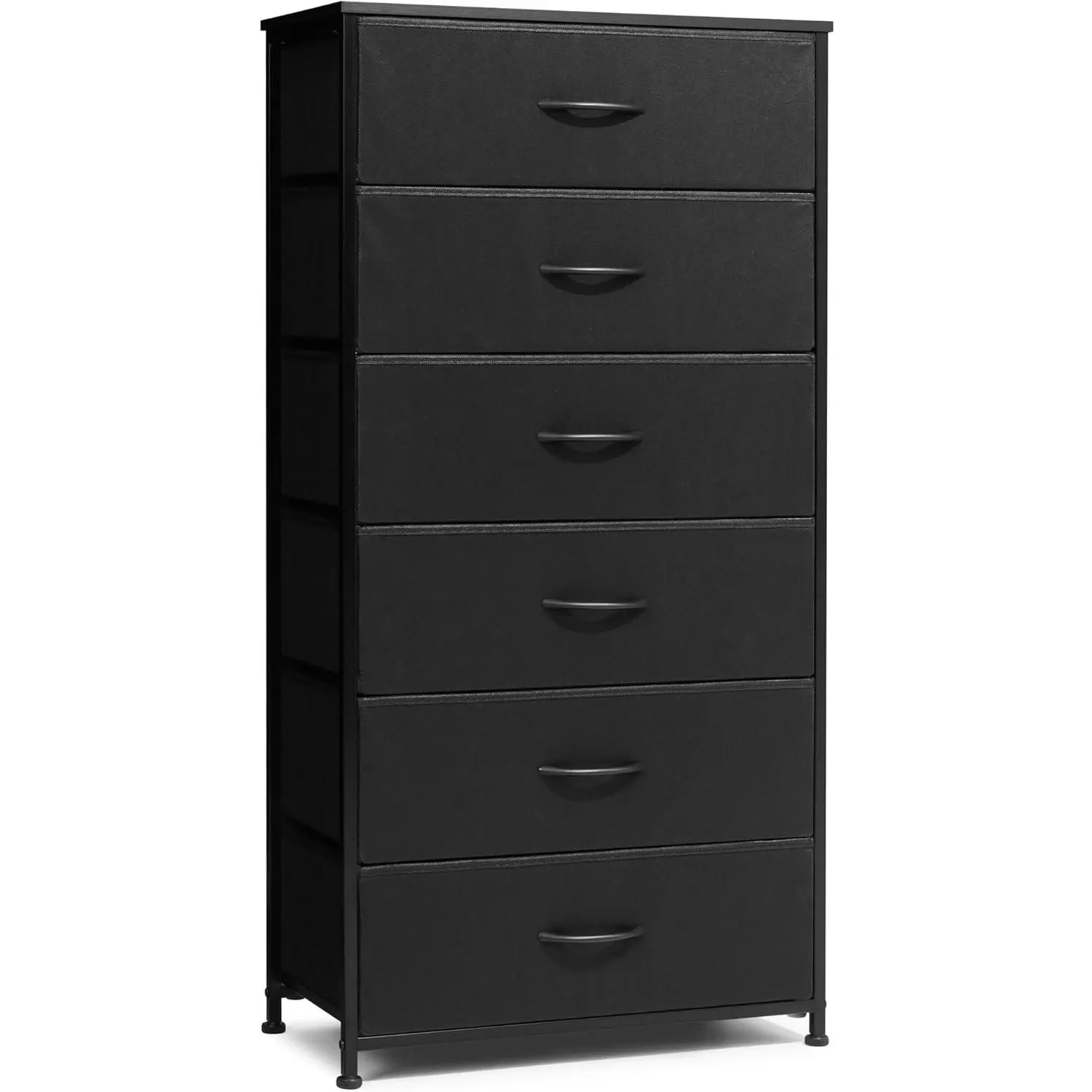 Slim, Durable Plastic 6-Drawer Tall Black Bedroom Dresser - 23.2" L x 11.8" W x 45.9" H Tall Chest with Removable, Adjustable Indoor Storage for Closet, Playrooms Furniture, Narrow