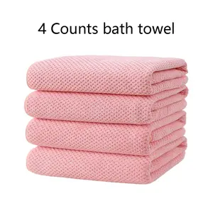 Waffle Pattern Bath Towel, 4 Counts/set Soft Water Absorbent Towel, Quick Drying Towel for Bathroom, Household Bathroom Supplies, Home Goods, Hand Waffle Towels, Waffled Bath Towels