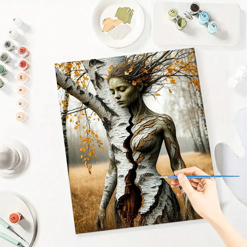 Abstract Tree Paint By Number Kits for Adults Beginners, Easy Acrylic Simple Paint By Number Kits, DlY Watercolor Paint By Numbers Kits on Canvas Without Frame for Home Wall Decor Home Decoration 16x20inch
