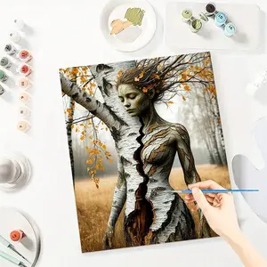 Abstract Tree Paint By Number Kits for Adults Beginners, Easy Acrylic Simple Paint By Number Kits, DlY Watercolor Paint By Numbers Kits on Canvas Without Frame for Home Wall Decor Home Decoration 16x20inch