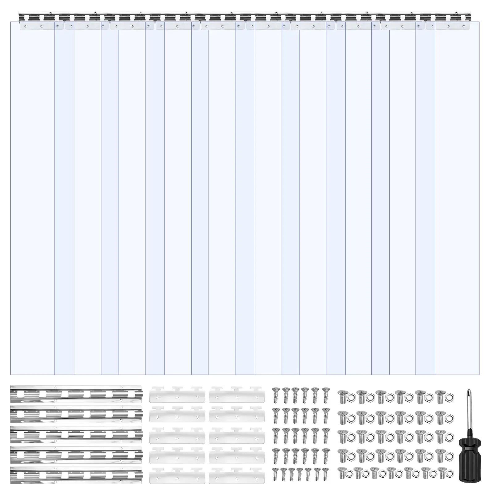 【DealsForYouDays】VEVOR Clear PVC Strip Curtain,96 in Height x 60 in Width x 0.08 in Thickness10 PCS Walk in Freezer Cooler Curtain StripsSmooth Waterproof Plastic Door Strips for WarehouseFreezerGarage Doors
