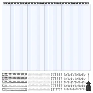 VEVOR Clear PVC Strip Curtain,  96 in Height x 60 in Width x 0.08 in Thickness, 10 PCS Walk in Freezer Cooler Curtain Strips, Smooth Waterproof Plastic Door Strips for Warehouse, Freezer, Garage Doors