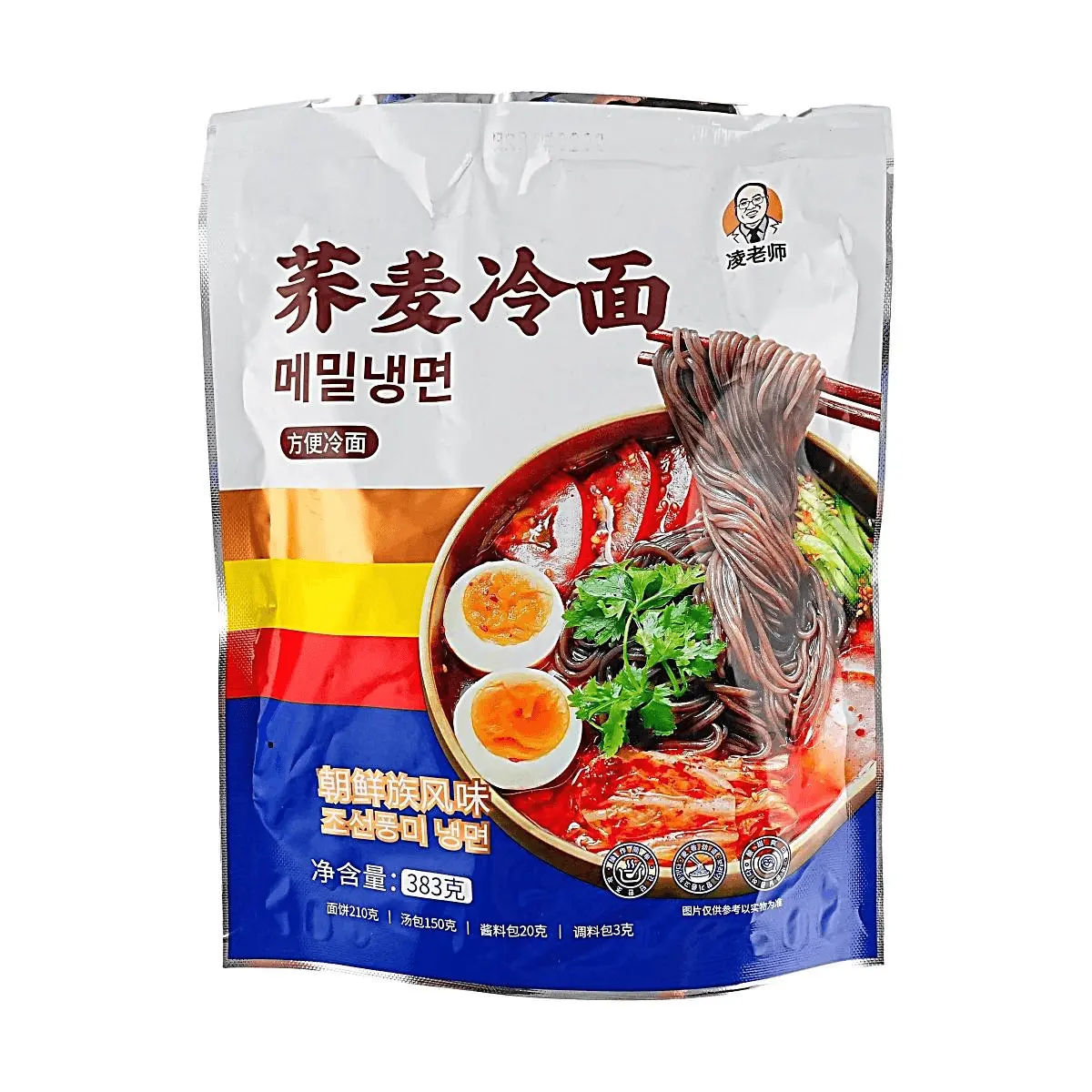 Teacher Ling Buckwheat Noodles 383g - Authentic Korean Style Cold Noodles, Chewy & Smooth Texture