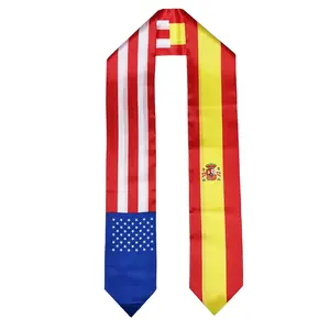 Spain Flag Graduation Stole, Sash, Spanish American, Scarf, Gift, Students, High Quality, High School, College, Scarves, Adults, Men and Women, Satin