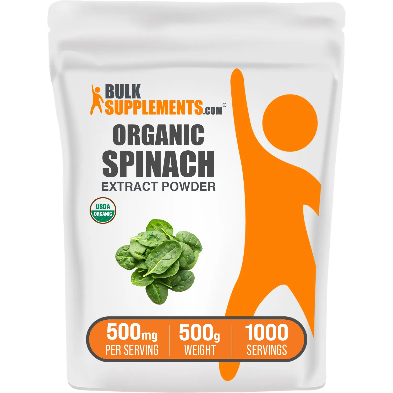 BulkSupplements Organic Spinach Extract Powder - Dietary Fiber, Vitamin-Rich, Antioxidants, Bone Boost Support - 500mg per Serving - 100g-1kg Sizes