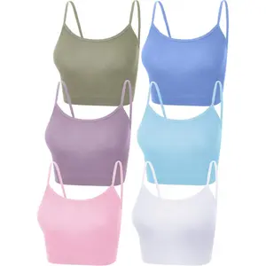 6 Pack Women Crop Tops Cropped Tank Top Bundle Sleeveless Spaghetti Strap for Sports Yoga