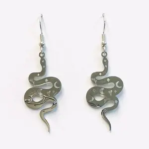 Silver Luna snake earrings