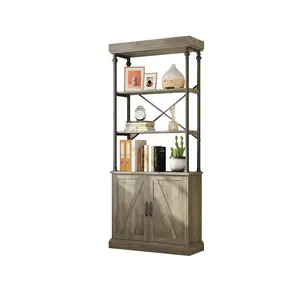 Garvee Gold Modern Bookshelf with Drawers and Metal Frame, Tall Standing Storage Rack and Display Shelf, Large Bookcase for Bedroom, Living Room, Home Office, White and Gold Finish