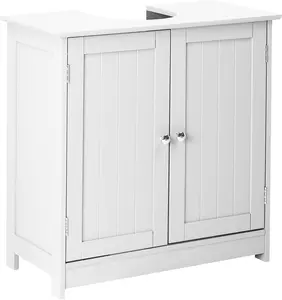VINGLI Pedestal Under Sink Cabinet Free Standing Bathroom Storage Cabinet Organizer with with 2 Doors Adjustable Shelf Modern White Small Bath Sink Cabinet Space Saver 23.6" x 11.8"x 23.6"