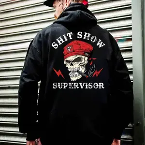 Sh*T Show Supervisor Skull Hoodie, Funny Construction Boss T Shirt Sweatshirt , Unisex Sweater Pullover Tee