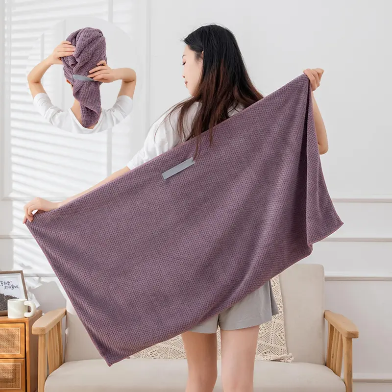 Solid Color Hair Drying Towel, 1 Count Quick Drying Hair Towel Wrap, Microfiber Hair Drying Towel with Elastic Strap for Women & Girls