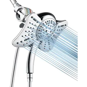 2.5GPM Shower  with Handheld  Combo: 2 in 1 Rainfall Shower Heads high  & Handheld Shower , 9  Modes/Settings Detachable Shower  with 60 Inch Hose, Chrome Filtered