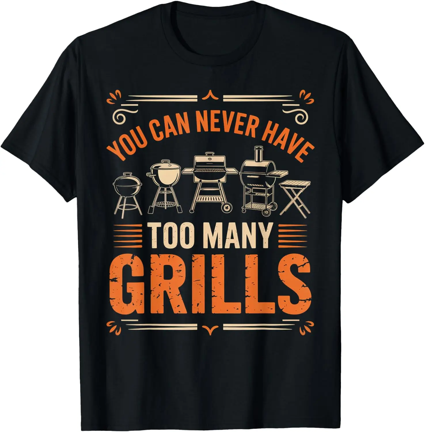 Men's Novelty Funny Short-Sleeve T-Shirt - Comfy Soft Breathable Classic Casual Distressed Top for Backyard Barbecue, Camping Grilling, Knit, Menswear, Unisex, Shortsleeve, Retro, Vintage