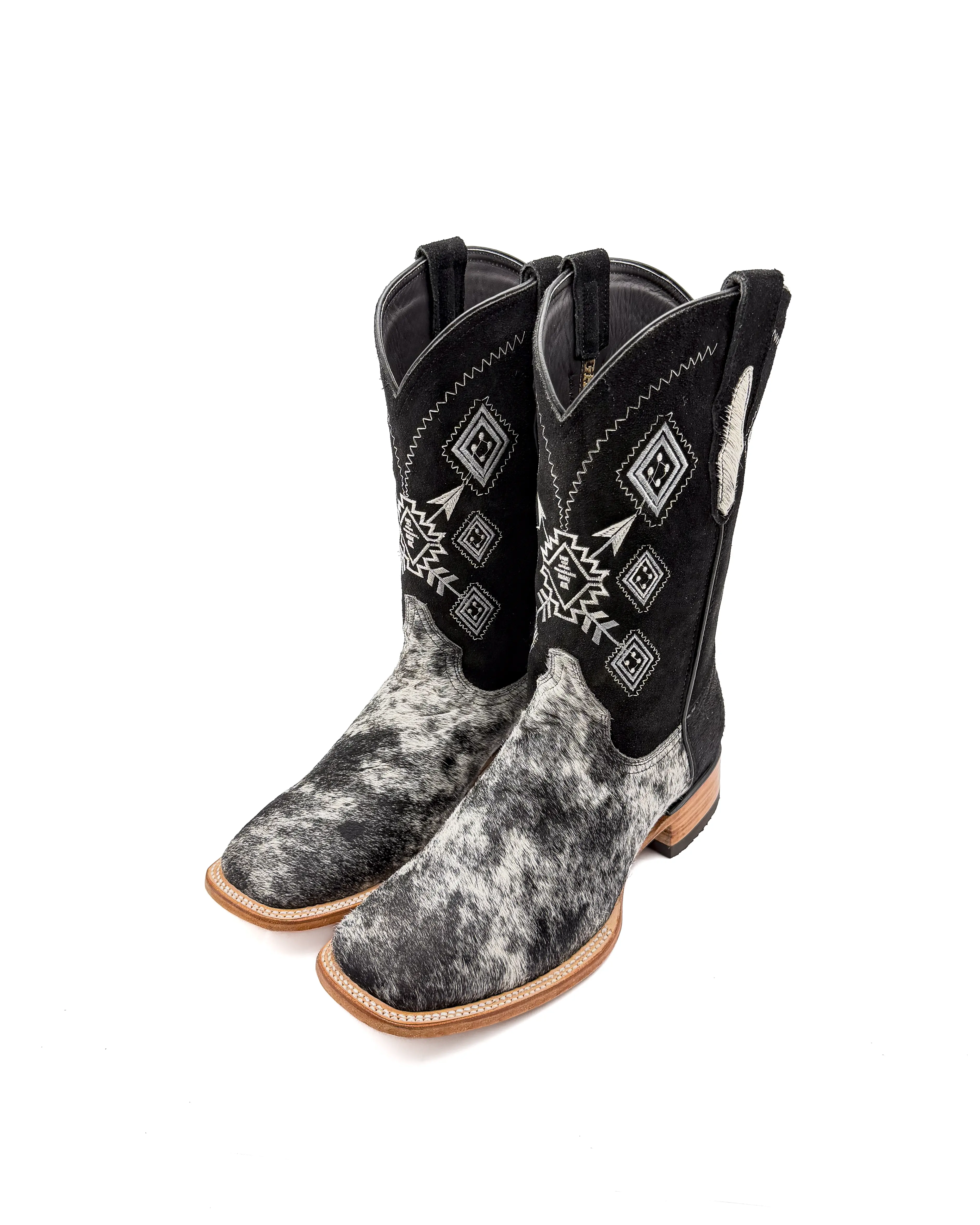 Cowboy Boot Cowhide Black Aztec