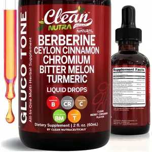 Clean Nutra Berberine, Ceylon Cinnamon, Chromium, Bitter Melon, Turmeric, Glucomannan, Gymnema & More for Natural Wellness Liquid Drop – Feature Dairy Free,Soy Free,Lactose Free,Sugar Free