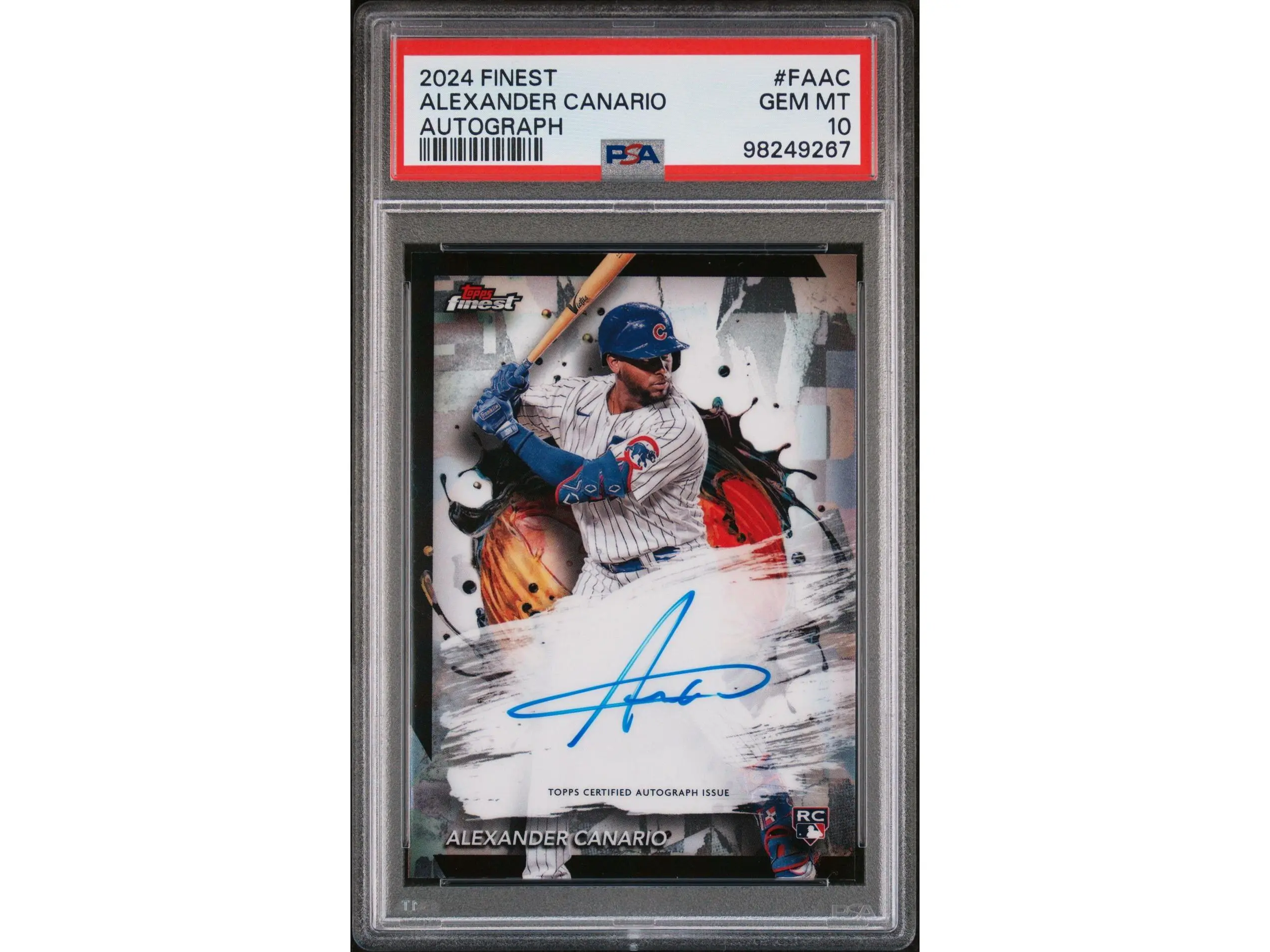 2024 Topps Finest Finest Autographs Alexander Canario #FAAC PSA 10