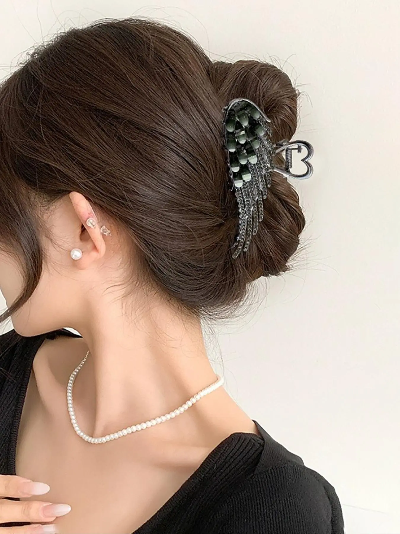 Elegant Style Rhinestone Wing Decorated Hair Claw, Wing Motif, Exquisite Claw Clip for Party, Daily Use, Fashionable Hair Accessories for Women & Girls, Ponytail Claw Clip, Claw Hair Clips