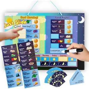 Chore Chart for  at , Morning & Bedtime Routine Task List, Dry Erase  Responsibility Chart-Hang Chore Board on Wall or Refrigerator, Visual  Routine Board, Reward System
