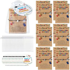 40 Sets Preschool Graduation Gifts Graduation Bracelet Bulk Adjustable Star Bracelets with Congratulations Cards & Organza Bags, Class of 2026 Kindergarten Graduation Party Favors for Kids Boys Girls