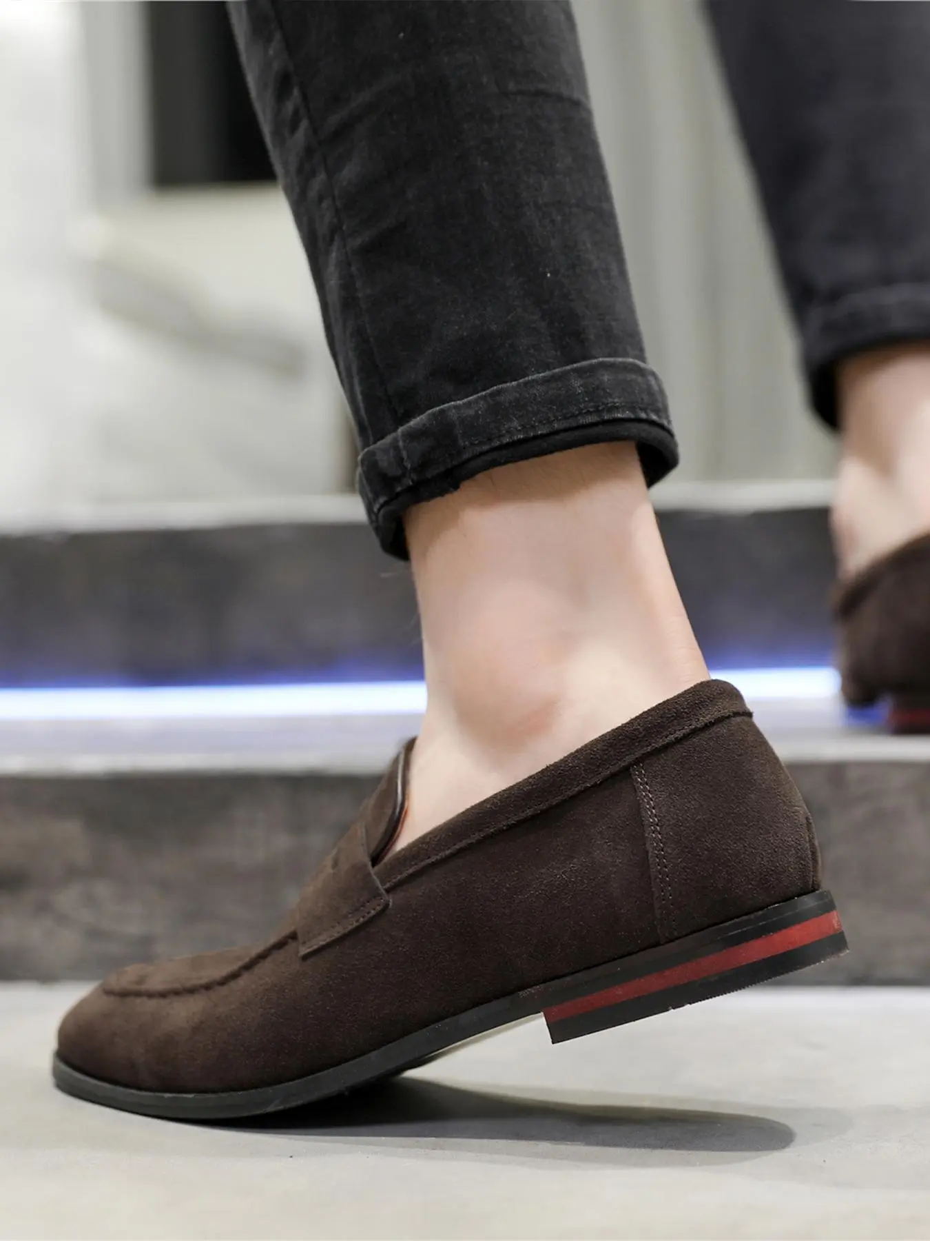 Men's Business Solid Color Slip on Loafers Flat, Pu Leather Footwear, Fashionable Casual Work Shoes Comfortable Dress Shoes for Daily Wear, Lightweight Breathable Shoes for All Seasons