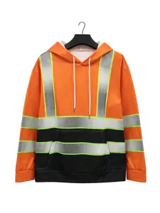 Men's Fluorescent Reflective Stripe Work Safety Jacket Multicolor Hoodie 2026 Viral Street Functional Industrial Casual Oversize Versatile Slim Fit Muscle Four Seasons Essential Handsome Outerwear