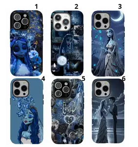 Y-Corpse Bride Patchwork Pattern Wall Paper phone case,Blue patchwork Phone Case，for iPhone 16 15 14 13 12 11 17Pro Max