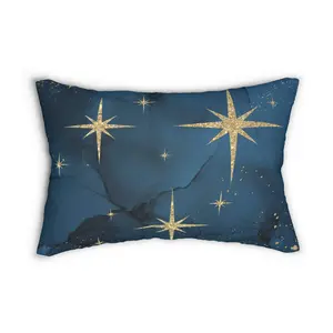 Blue and Gold Marble Pillow 20*14