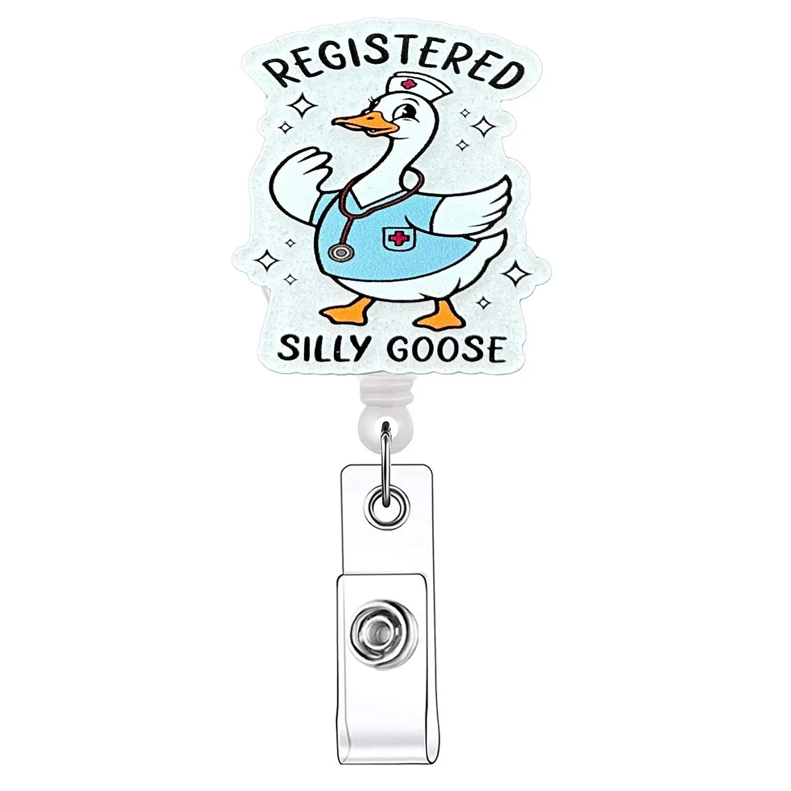 Retractable Badge Reel, Cute Duck Design Badge Holder, ID Holder for Nurses, Doctors, Students & Office Staff, Retractable Badge Scroll, Badge Reels Retractable