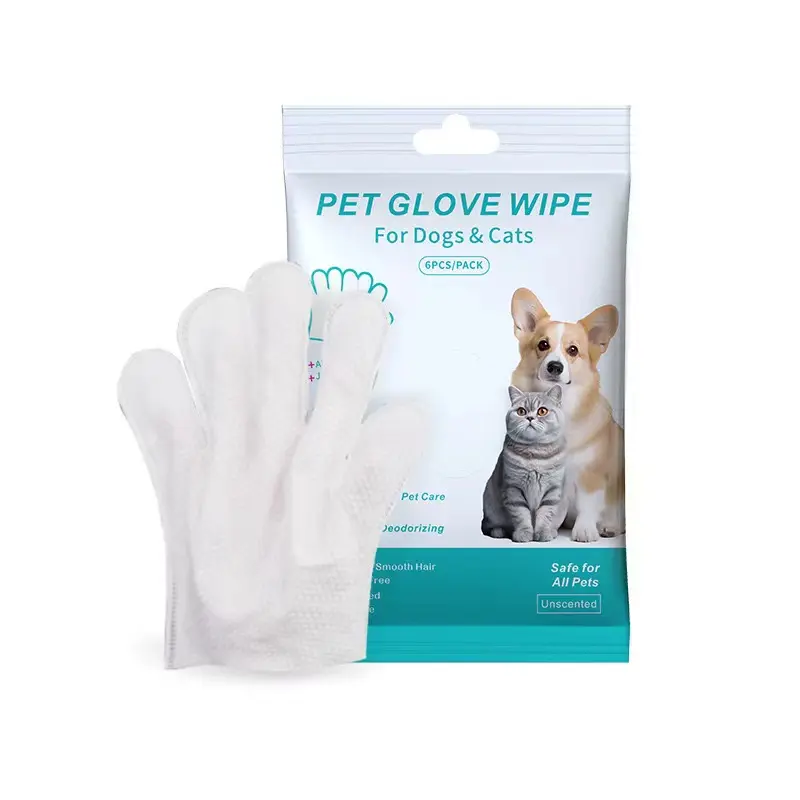 Pet Glove Wipe for Dogs & Cats - Safe Glove for All Pets, Unconsciously Precautions Included, 6 Pcs/Pack, Versatile Cleaning Tool
