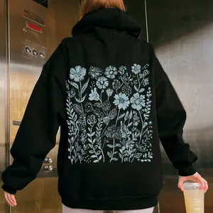 Blue Wildflower Hoodie Flower Hoodie Cute Womens Hoodie Oversized Hoodie Baby Blue Hoodie Plant Hoodie Granola Girl Aesthetic Hoodies . Long Sleeve Hoodies. Men and Women Pullover Hoodies.Stylish Sweatshirt. Trendy Hoodies
