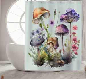 Mushroom Shower Curtain Housewarming Gift Boho Shower Curtain Cottagecore Decor Mushroom Bathroom Decor Bathroom Accessories, 1 Count Waterproof Bathroom Curtain with 12pcs Hooks, Bathroom Decor for Home Hotel Salon Dormitory