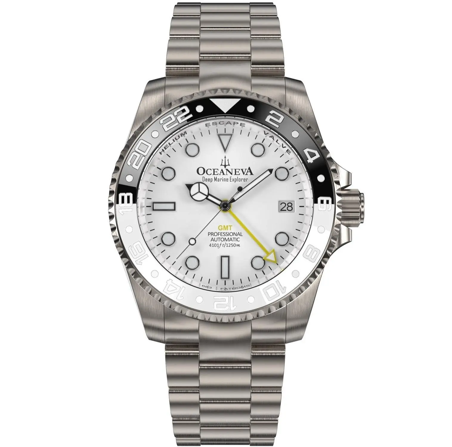 Oceaneva Men's GMT TITANIUM Automatic Deep Marine Explorer 1250M Pro Diver Watch with Ceramic Bezel & Swiss Super Luminova