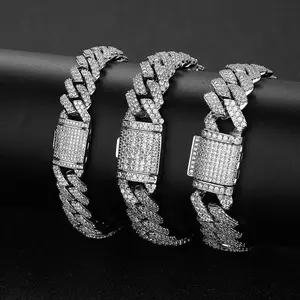 Creative flip clasp diamond Cuban bracelet bracelet personality hip hop zircon men's bracelet jewelry men's gift
