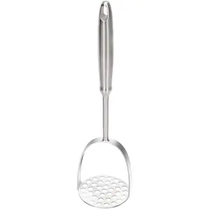Potato masher, dual-arc design, easily and effortlessly crushes potatoes, made of 304 stainless steel, durable and sturdy one-piece potato masher, dishwasher safe, suitable for potatoes and other ingredients: Home and Kitchen