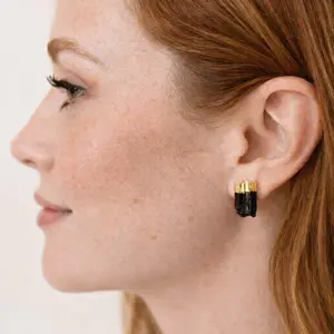 Black Tourmaline Stud Earrings