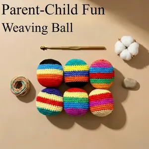 6Pcs Colorful Handmade Crochet Juggling Balls, Soft Footbags with Rainbow Stripes, Ready-to-Use Hacky Sacks for Parent-Child Fun, Beginner-Friendly Entertainment Toys for Adults & Kids, Outdoor & Indoor Activity Games