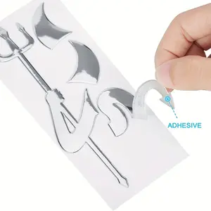 Yitape Creative Demon Car Sticker, 3D Soft Gel Material, Silver Color Universal Decorative Sticker, Strong Adhesive, Corrosion Resistant, Essential for Car Beauty