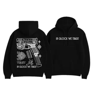 IN GLOCK WE TRUST DOUBLE SIDED Hoodie V5,Unisex Hoodie, Menswear Top , GIft For Men,Full color,Design Black- White, Hoodie For Men