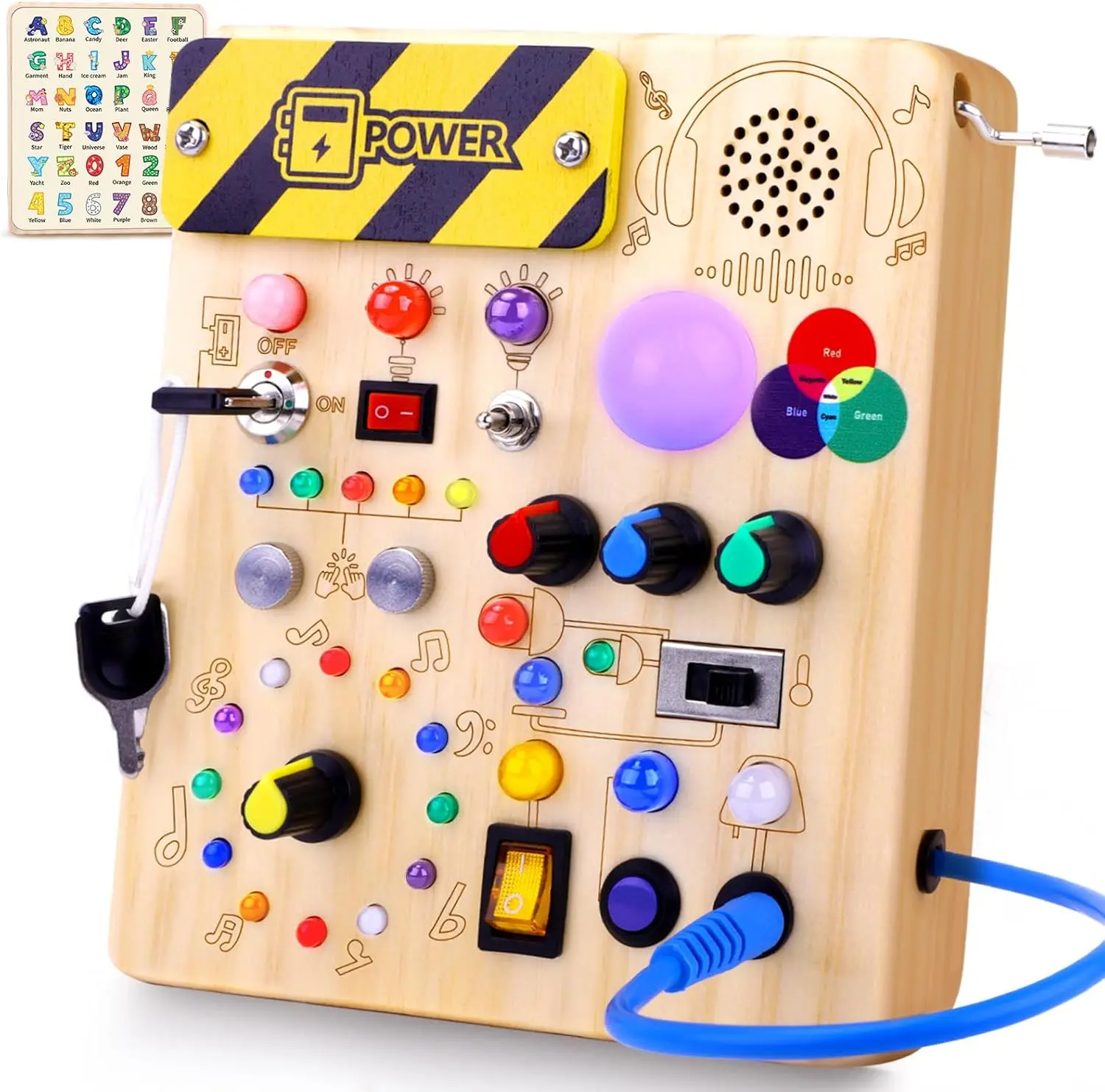 Hoarosall Busy Board,Montessori Toys for 1-3 Year Old Boys & Girls,Travel Educational Learning Activities for Toddlers,Sensory Toy for Kids with Autism (Busy Board v5)