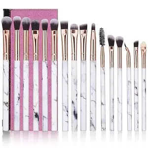 Eye Makeup Brushes 16Pcs Eyeshadow brushes Eyebrow Eyeliner Blending Brush Premium Synthetic & Marble Handle Brushes sets with Pink Cosmetic Bag