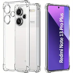Case for Xiaomi Redmi Note 13 Pro+ / Redmi Note 13 Pro Plus, Clear Phone Case with Reinforced Corners Camera Protection Bumper Slim Fit Shockproof Flexible TPU Case, Transparent