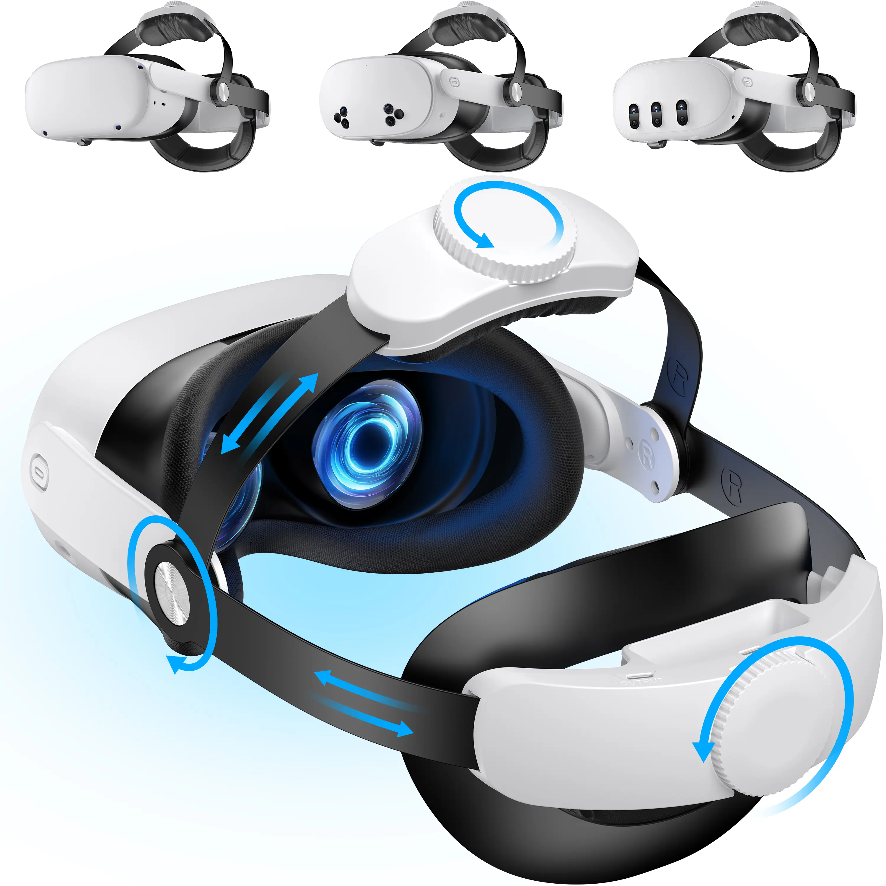 Upgraded Head-Strap Compatible with Quest 3/Quest 2, Comfort Head Strap Replacement for Quest 3/2 Elite Strap, VR Accessories, Adjustable, Enhanced Support and Comfort (Battery Not Included)MQ2003