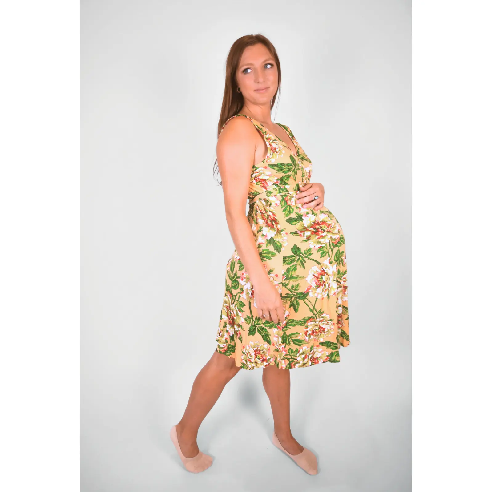 Juliet Labor & Postpartum Gown in Peach Floral-Limited Time