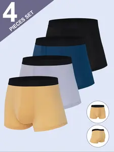 Men's Flat Front Pants 4 Pack, Comfortable Underwear Set S-4xl, Breathable Fabric, Perfect Design for Daily Wear & Casual