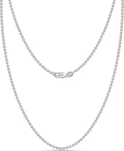 LeCalla 925 Sterling Silver Italian 1.2mm Diamond-Cut Bead Ball Strand Chain Necklace for Women 18 Inches, Made in Italy