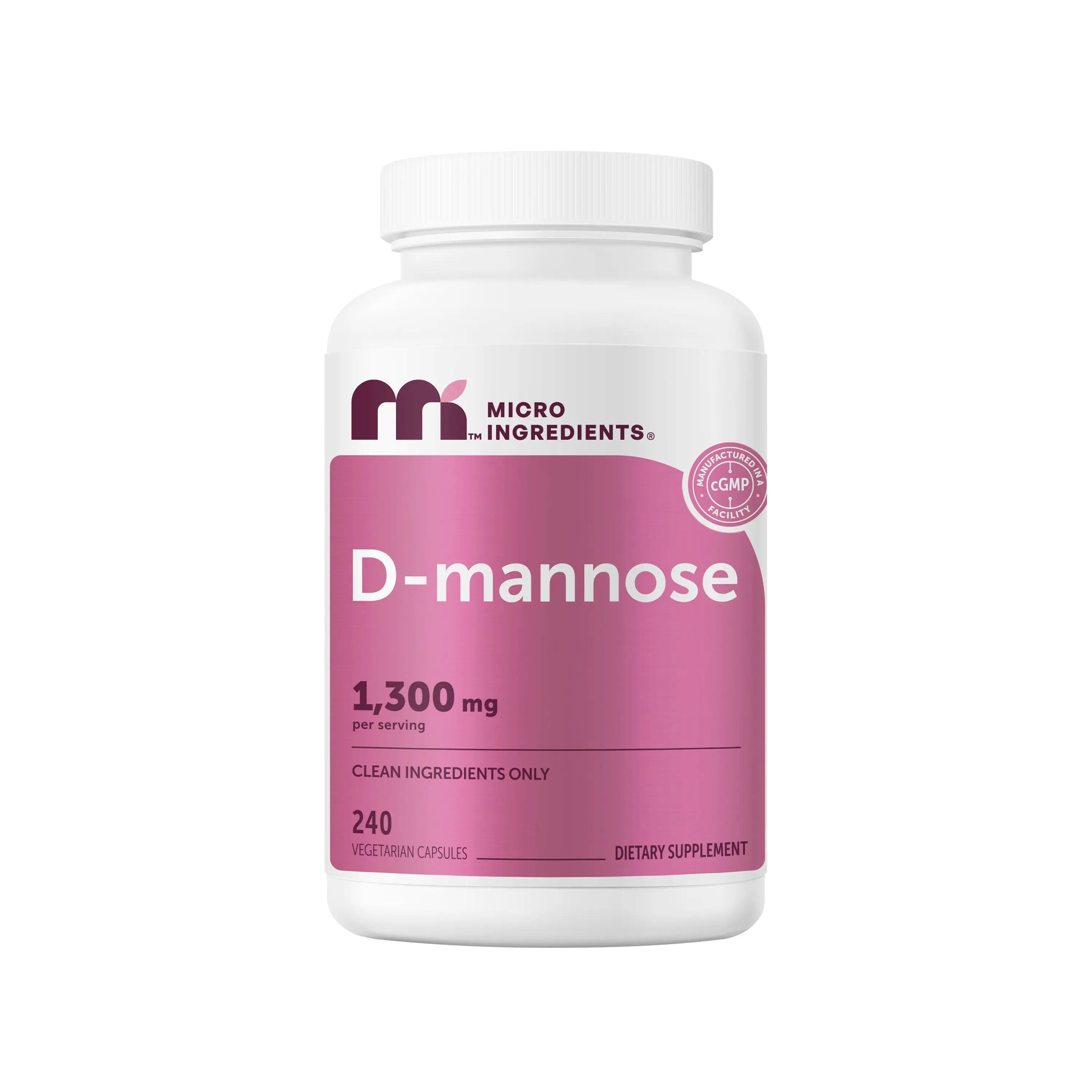 Micro Ingredients Pure D Mannose 1,300mg with Cranberry, 240 Veggie Capsules Micro Ingredients Pure D Mannose 1,300mg with Cranberry, 240 Veggie Capsules